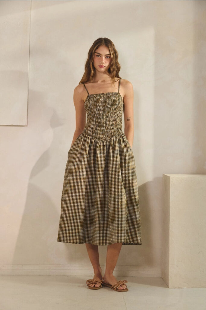 Fern Gingham Midi Dress