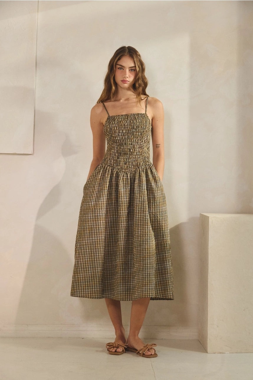 Fern Gingham Midi Dress
