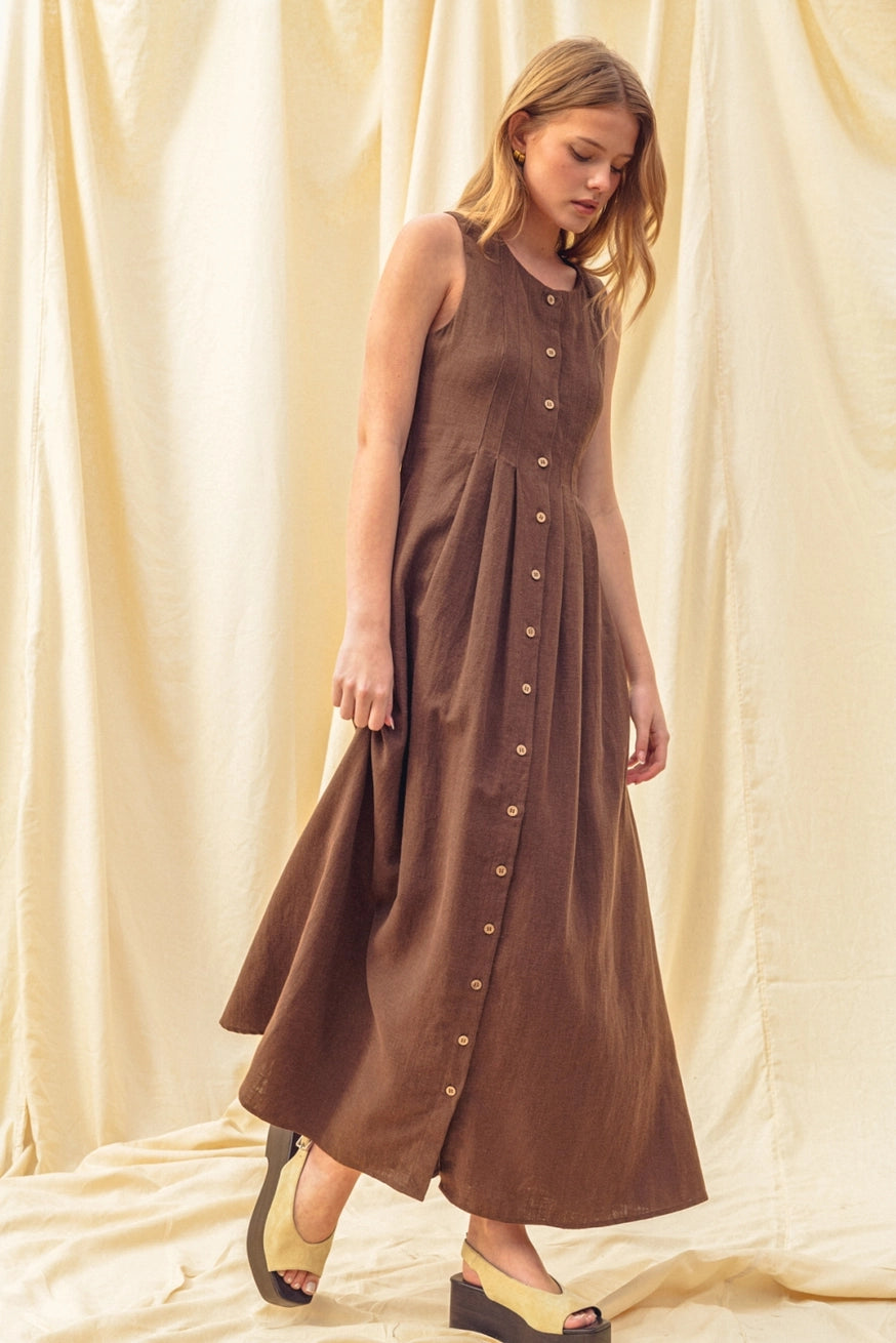 Marlowe Button-Front Linen Maxi Dress - Image 5