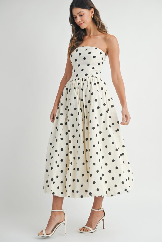 ELLA POLKA DOT MIDI DRESS