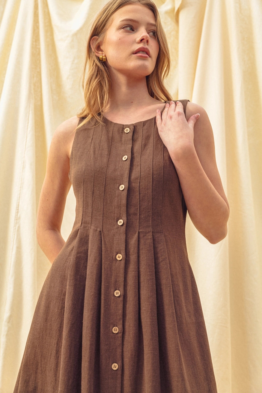 Marlowe Button-Front Linen Maxi Dress - Image 4