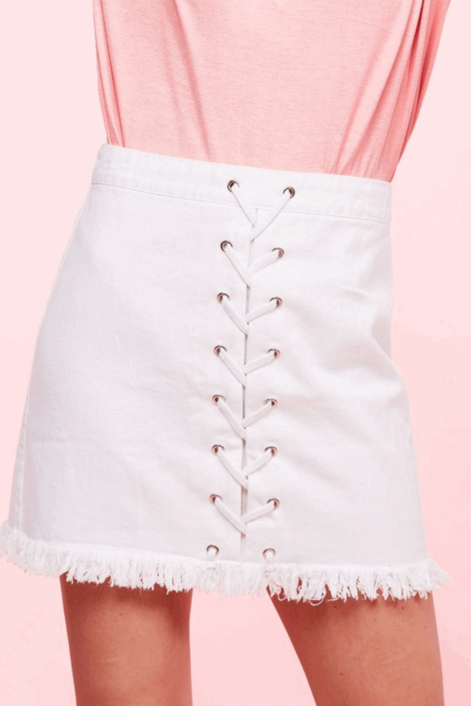 CROSS MY HEART DENIM SKIRT